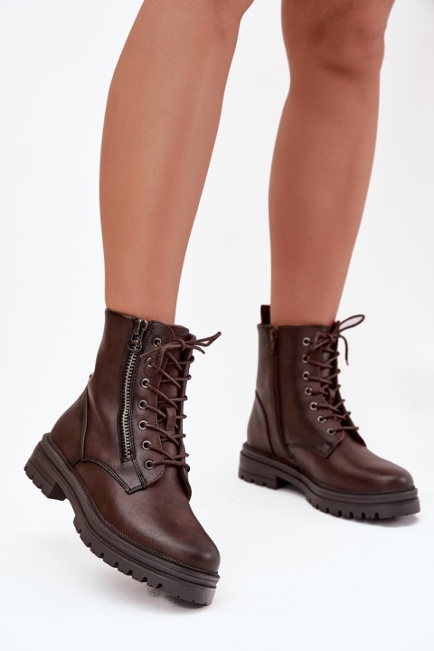 Women's Work Boots Lined Chocolate Ivonelle
