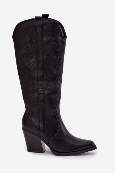 Cowboy Boots On Heel Eco Leather Insulated Black Zareen 2