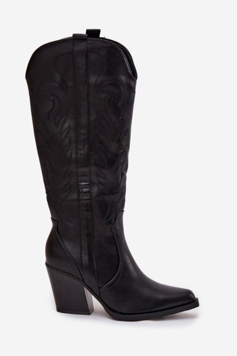 Cowboy Boots On Heel Eco Leather Insulated Black Zareen