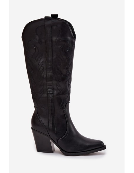 Cowboy Boots On Heel Eco Leather Insulated Black Zareen