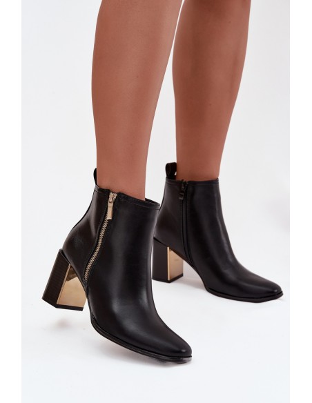 Women's Block Heeled Boots Made of Eco Leather Black Camilyn