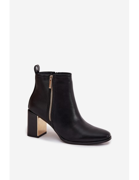 Women's Block Heeled Boots Made of Eco Leather Black Camilyn