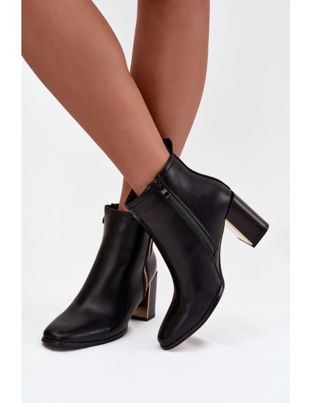 Women's Block Heeled Boots Made of Eco Leather Black Camilyn