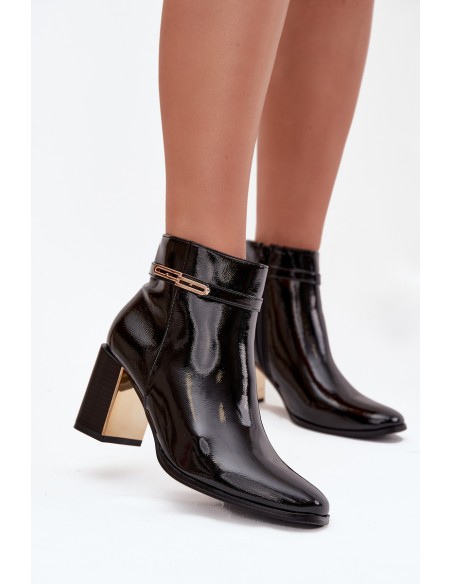 Patent leather ankle boots with strap black Dorelia