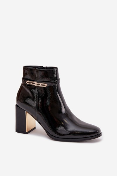Patent leather ankle boots with strap black Dorelia 2