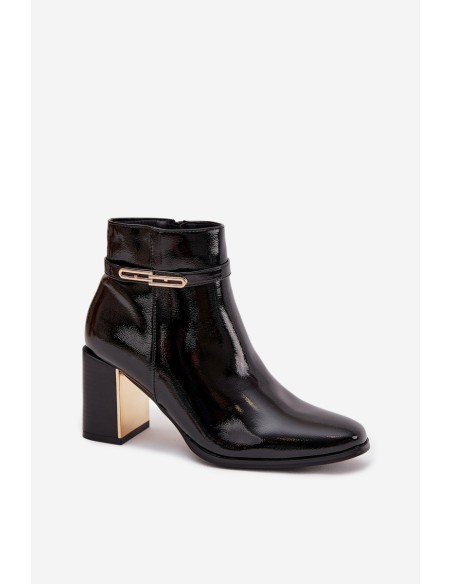 Patent leather ankle boots with strap black Dorelia