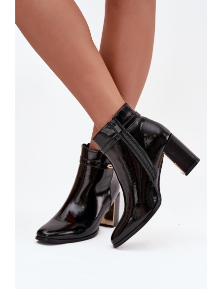 Patent leather ankle boots with strap black Dorelia