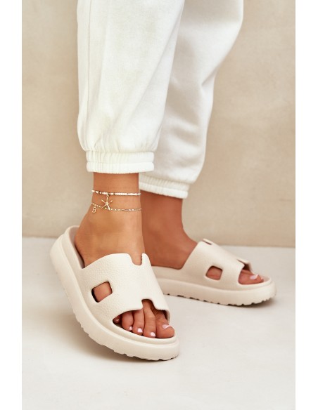 Foam Slippers With Cutouts Light Beige Neladith