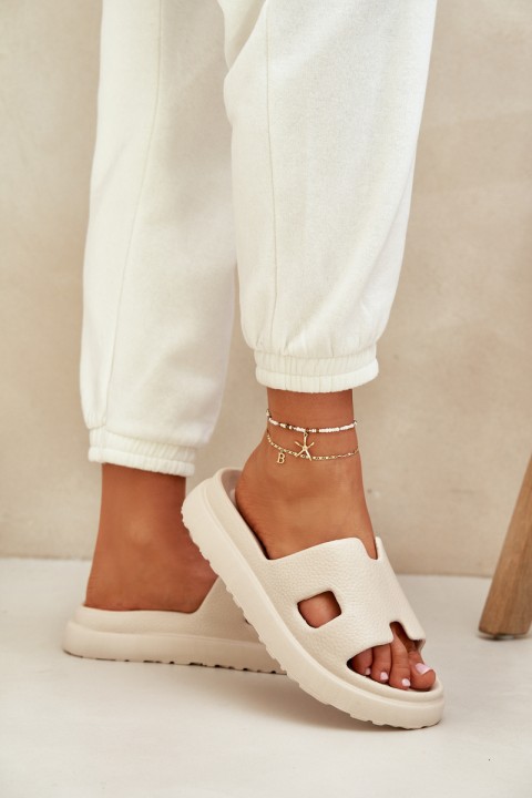 Foam Slippers With Cutouts Light Beige Neladith