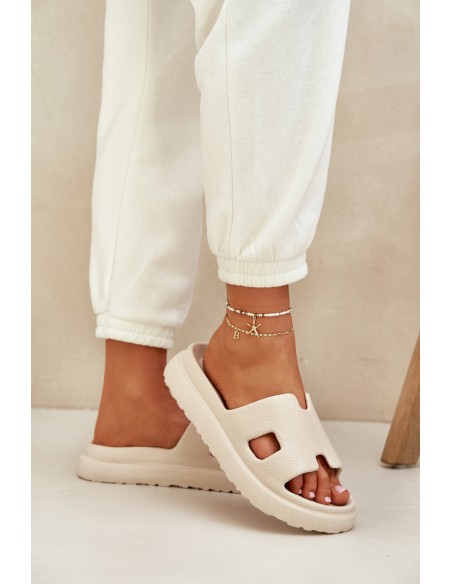 Foam Slippers With Cutouts Light Beige Neladith