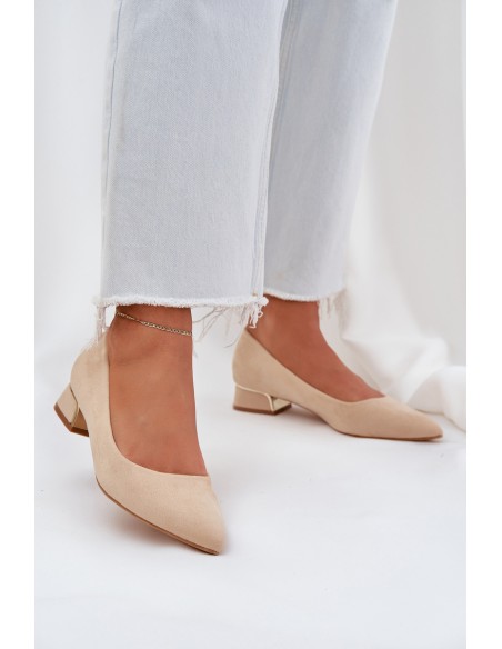 Low Heel Pumps With Pointed Toes Beige Terilara