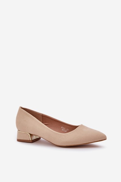 Low Heel Pumps With Pointed Toes Beige Terilara 2