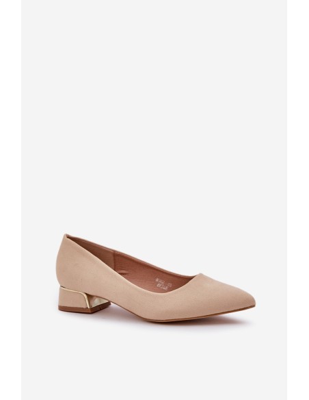 Low Heel Pumps With Pointed Toes Beige Terilara
