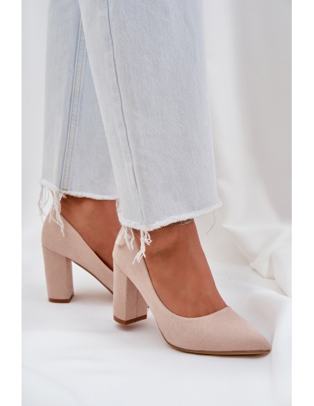 Women's Heeled Eco Suede Beige Pumps Florena