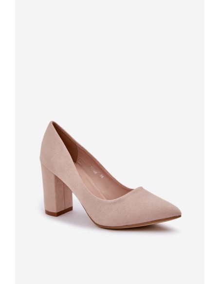 Women's Heeled Eco Suede Beige Pumps Florena