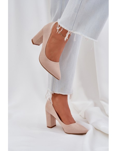 Women's Heeled Eco Suede Beige Pumps Florena