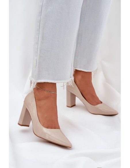 Lacquered Heels On Block Heel Beige Kilanne