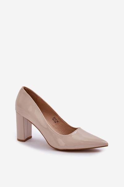 Lacquered Heels On Block Heel Beige Kilanne 2