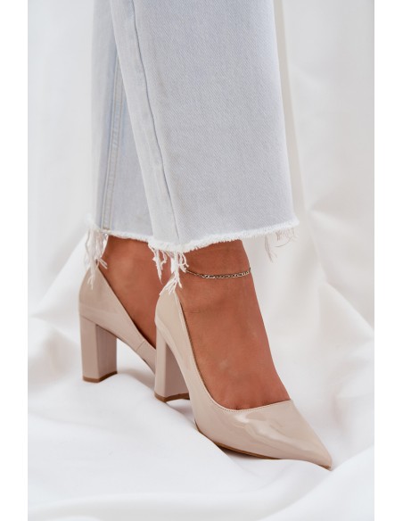 Lacquered Heels On Block Heel Beige Kilanne