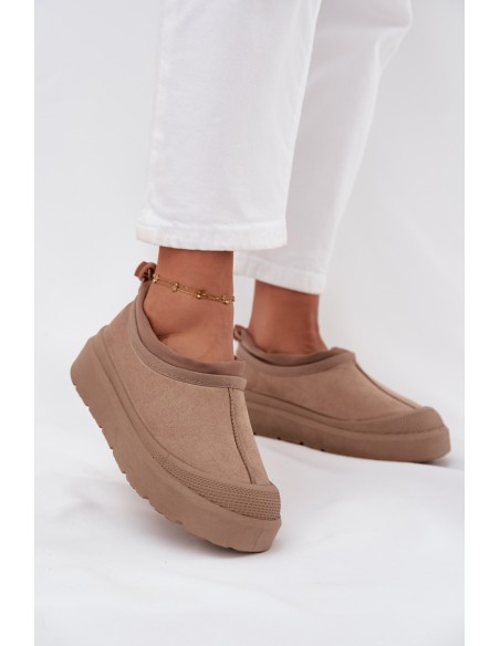 Women's Snow Boots On Platform With Low Shaft Dark Beige Izamine