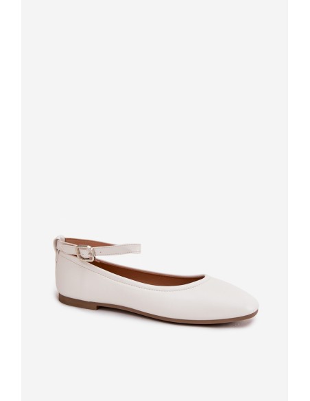 Women's Ballerinas With Strap And Clasp White Janelor
