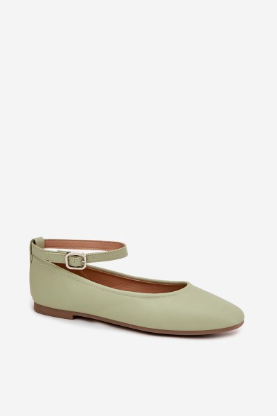 Women's Ballerinas With Strap And Clasp Green Janelor 2