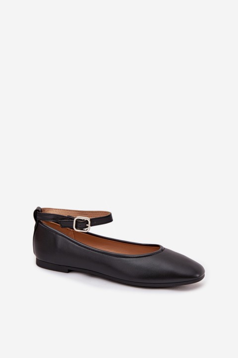 Women's Ballerinas With Strap And Clasp Black Janelor
