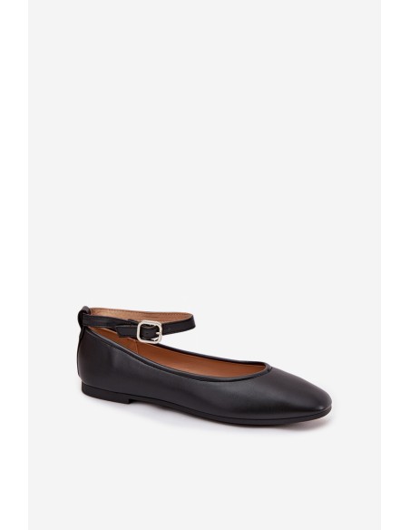 Women's Ballerinas With Strap And Clasp Black Janelor