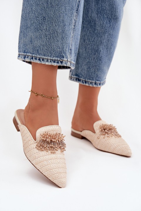 Women's Slippers With Decoration Beige Katrine