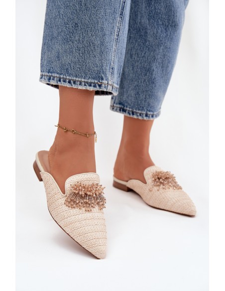 Women's Slippers With Decoration Beige Katrine