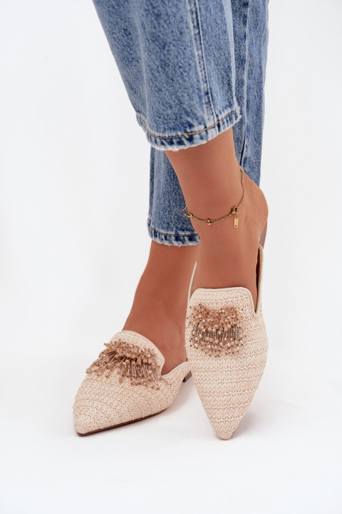 Women's Slippers With Decoration Beige Katrine