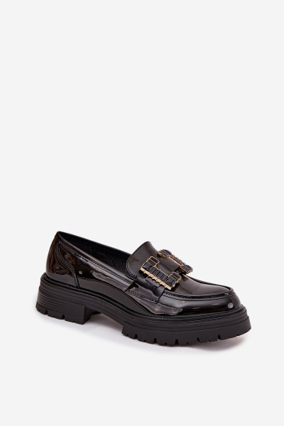 Women Leather Loafers with Decoration Black Ysandra 2