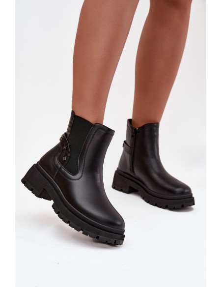 Boots ankle boots with zipper with decorative details insulated black Verisse