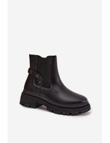 Boots ankle boots with zipper with decorative details insulated black Verisse