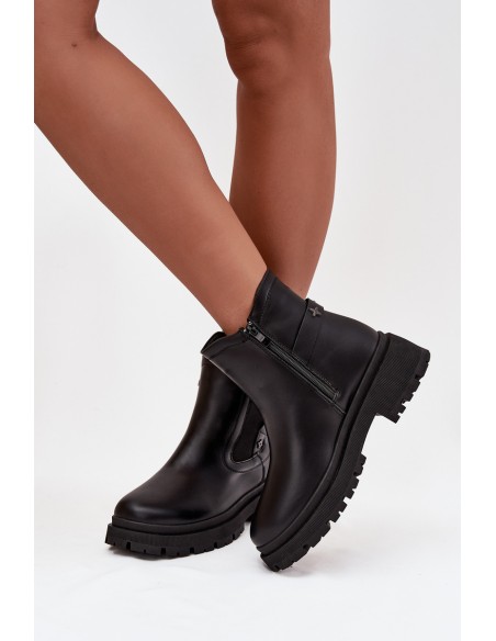 Boots ankle boots with zipper with decorative details insulated black Verisse