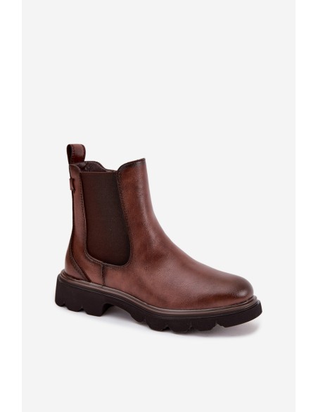 Women's winter ankle boots with zipper brown Rivelia