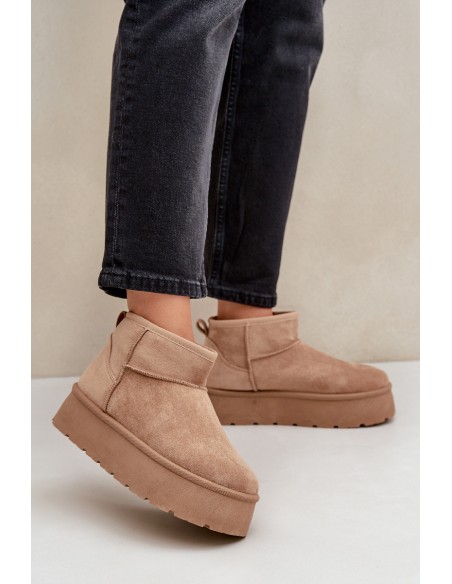 Womens Snow Boots On Platform Dark Beige Ninala