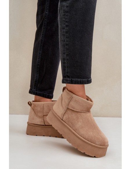 Womens Snow Boots On Platform Dark Beige Ninala