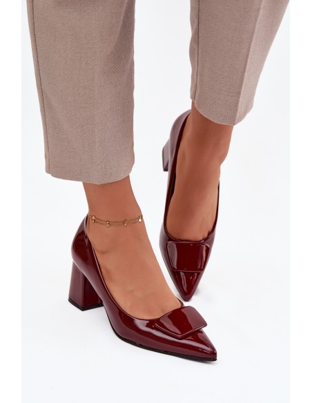 Patent Leather Heels with Decoration Bordeaux Isoline