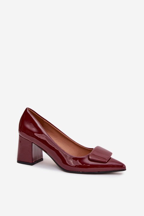Patent Leather Heels with Decoration Bordeaux Isoline