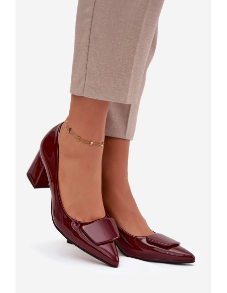 Patent Leather Heels with Decoration Bordeaux Isoline