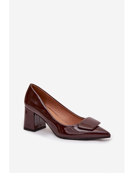 Patent Leather Heels with Embellishment Chocolate Isoline