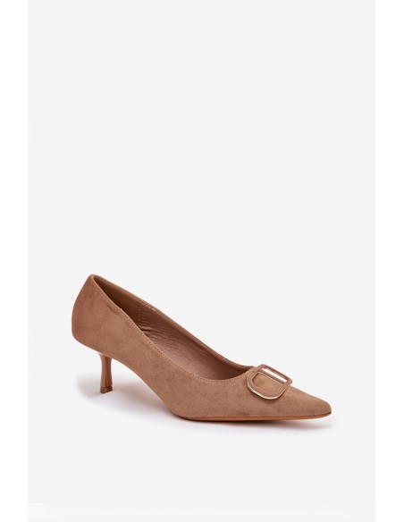 Women's High Heels with Decorative Detail Dark Beige Amelora