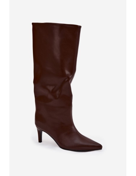 Women's Slip-On Insulated High Heel Boots Chocolate Olive