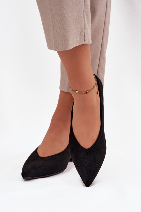 Block heel pumps with eco suede black Karielle
