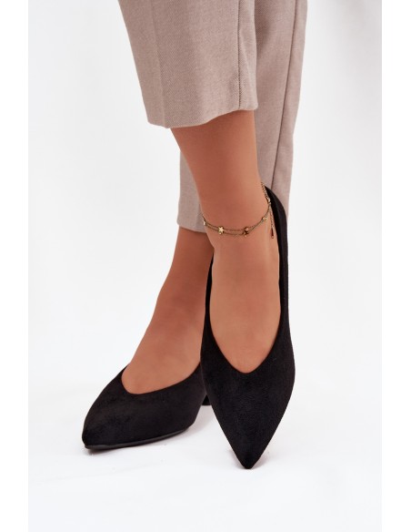 Block heel pumps with eco suede black Karielle