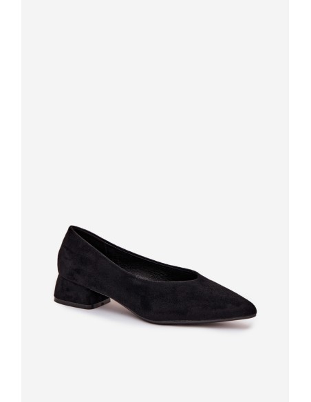 Block heel pumps with eco suede black Karielle