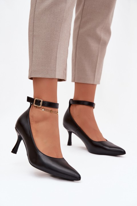 High heels pumps with strap black Perrine