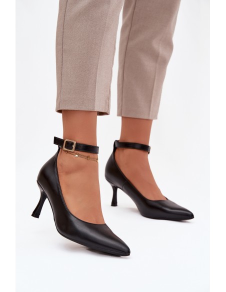 High heels pumps with strap black Perrine