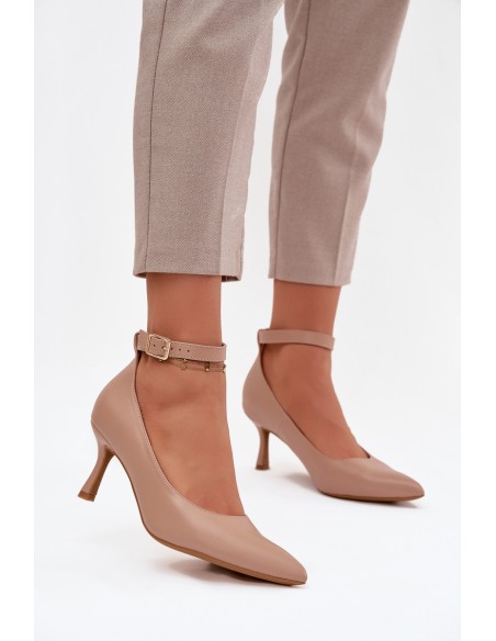 Heels Pumps with Strap Dark Beige Perrine